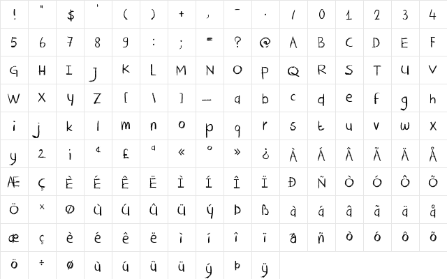 DK Crayon Crumble Regular  glyph index