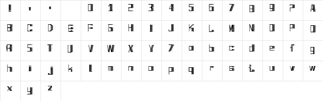 Bar Zone Regular  glyph index