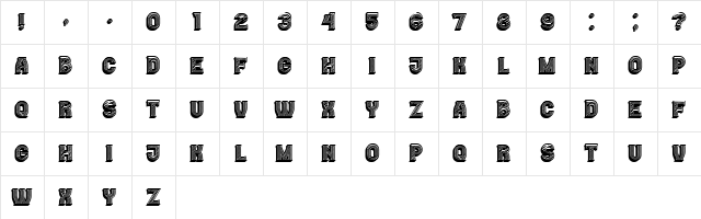 Casino 3D Lines Regular  glyph index