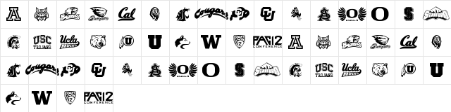 PAC-12 Regular  glyph index