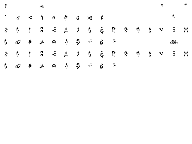Tak'cha Bold  glyph index