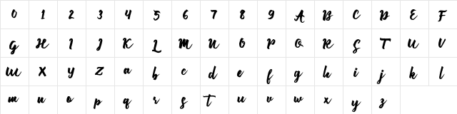 Enforce Justice Regular  glyph index