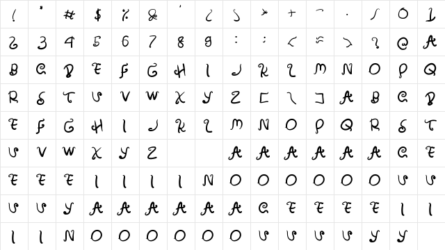 Amulman Bold  glyph index
