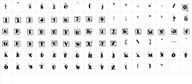 LDJ Bee Sting Regular  glyph index