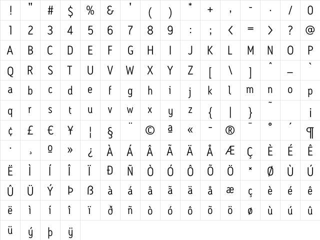 AntitledBook Regular  glyph index