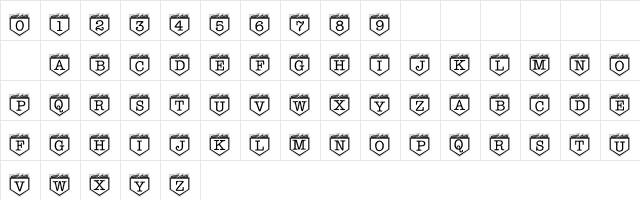 101! In My Pocket Regular  glyph index