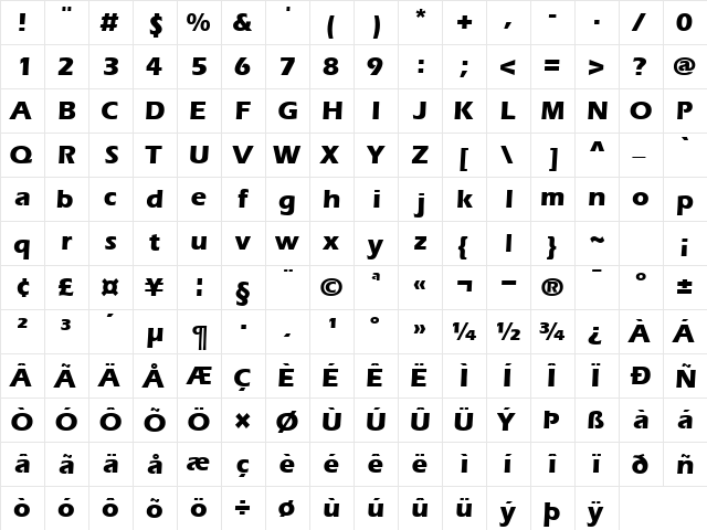 SpeedoBlackSSK Regular  glyph index