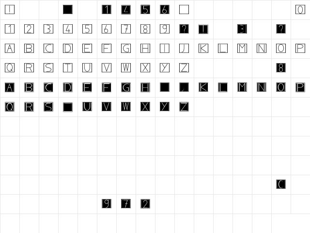 NoblaCS Regular  glyph index