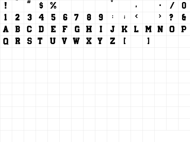 Groceries 1 Regular  glyph index