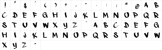 kshandwrt Regular  glyph index