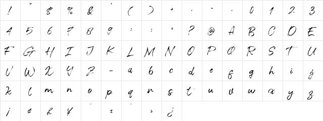 Salazur Regular  glyph index