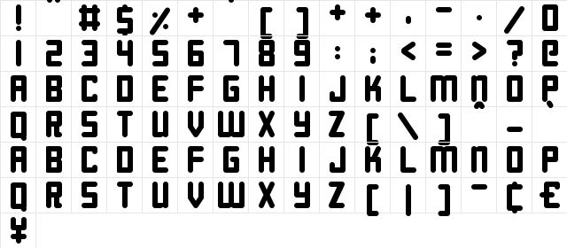 Roundish Regular  glyph index