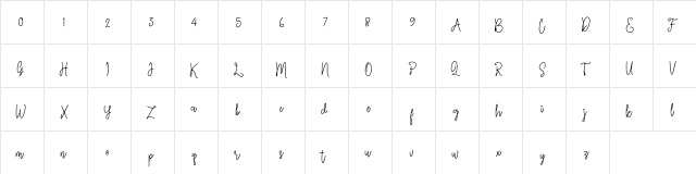 Quillines Regular  glyph index