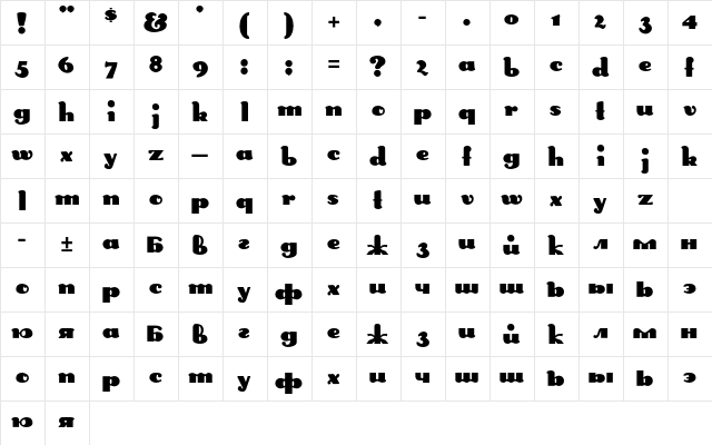 DS RabbitC Regular  glyph index
