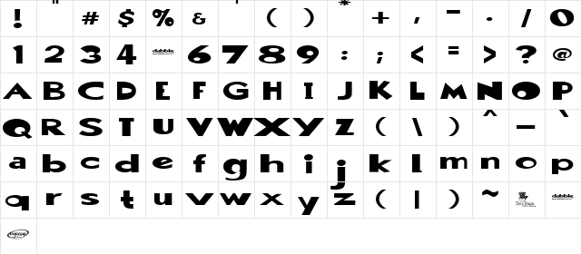 Dabble Combo Regular  glyph index