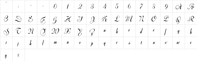 VarianteInitials Regular  glyph index