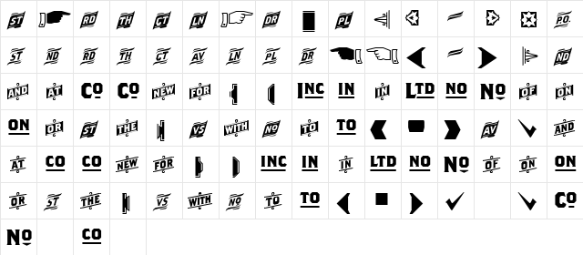 BrothersWordLogos Regular  glyph index