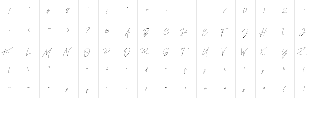 Fadeline Signature Regular  glyph index