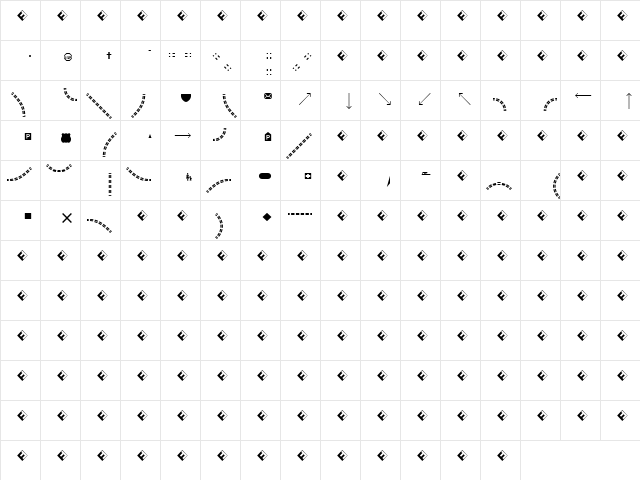 Routes B Regular  glyph index