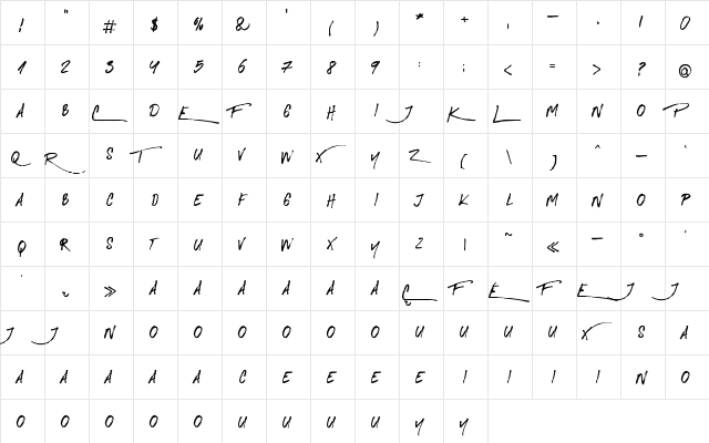 Royal Twins Regular  glyph index