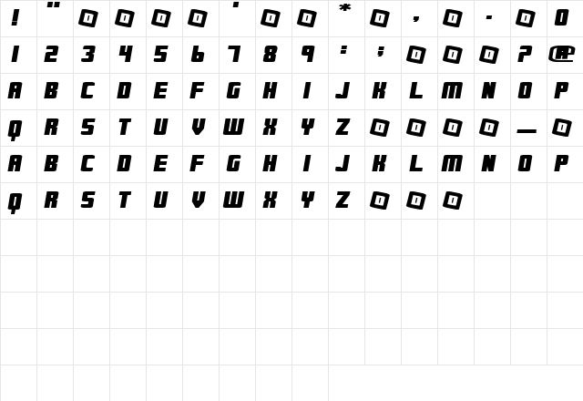 Waverly Regular  glyph index