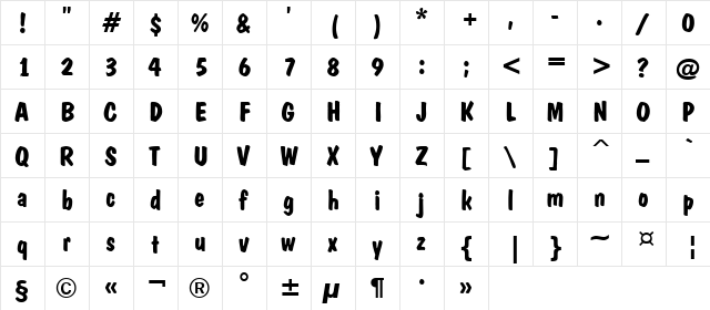 a_DomIno Bold  glyph index