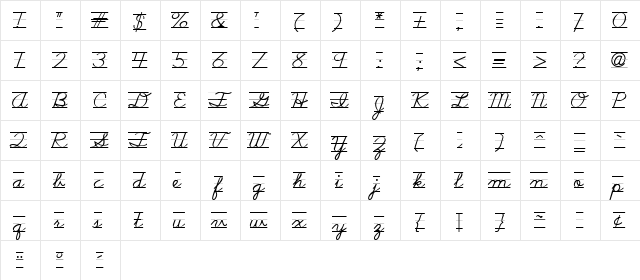 NealCurieRuledSH Regular  glyph index