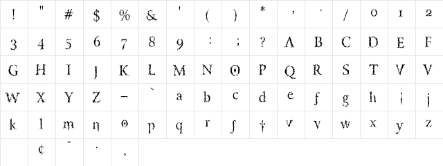 LucifersPension Roman  glyph index