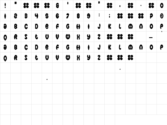 MaryQuant Regular  glyph index