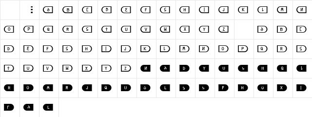 Dna Regular  glyph index