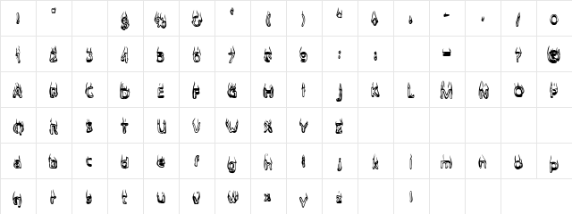 devils Regular  glyph index