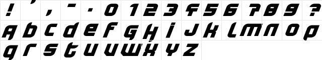 Lightyear Design Regular  glyph index
