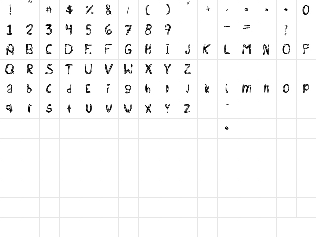 BICHOCHOS TYPE Regular  glyph index