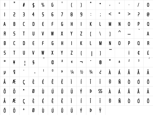 HandelGotComDLig Regular  glyph index