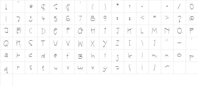 CK Frolic Regular  glyph index
