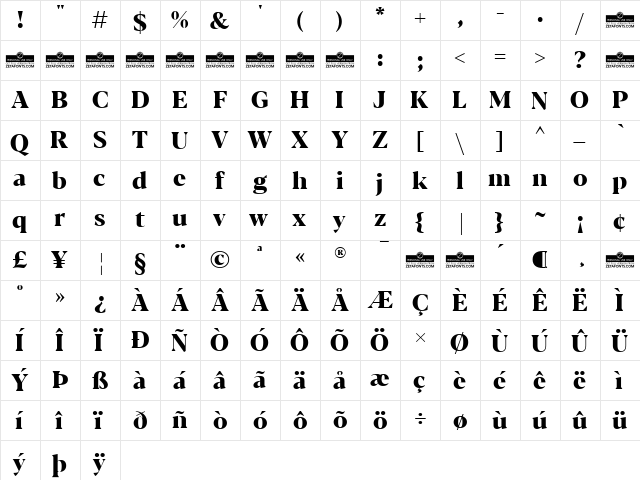 Blacker Display ExtraBold  glyph index