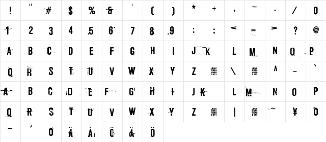 Sonic Barrier Regular  glyph index