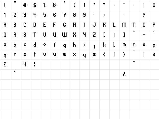 TPF Janus Regular  glyph index