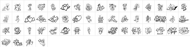 KR Love Angels Regular  glyph index