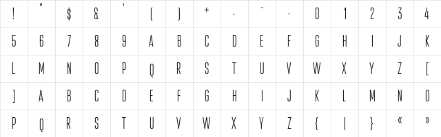 Attentica 4F UltraLight  glyph index