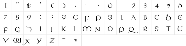 CallifontsF59PostScript Regular  glyph index