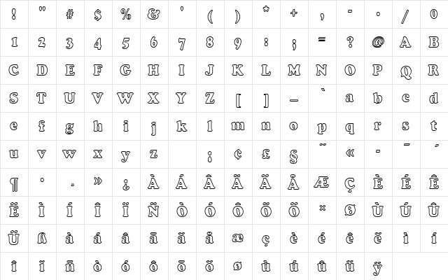 CooperBlaOutDConRo1 Regular  glyph index