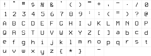 KADO_Maru Regular  glyph index