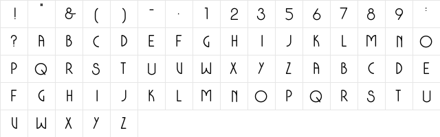 Colonia Deco DEMO Bold  glyph index