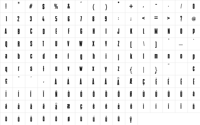 BisteckBold Regular  glyph index