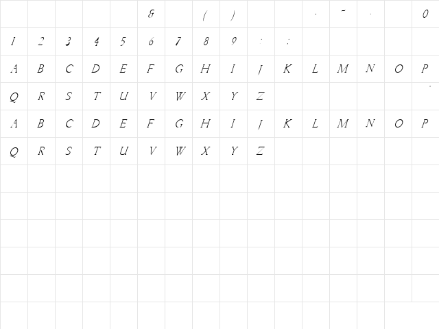 Kellnear-Italic Normal  glyph index