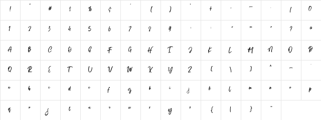 Display Clean Regular  glyph index