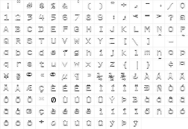 FZ DIGITAL 4 HOLLOW EX Normal  glyph index