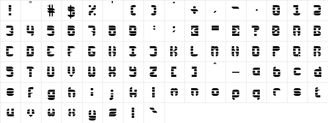 Rubber Down Regular  glyph index