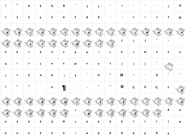 WeddingBells Becker Normal  glyph index